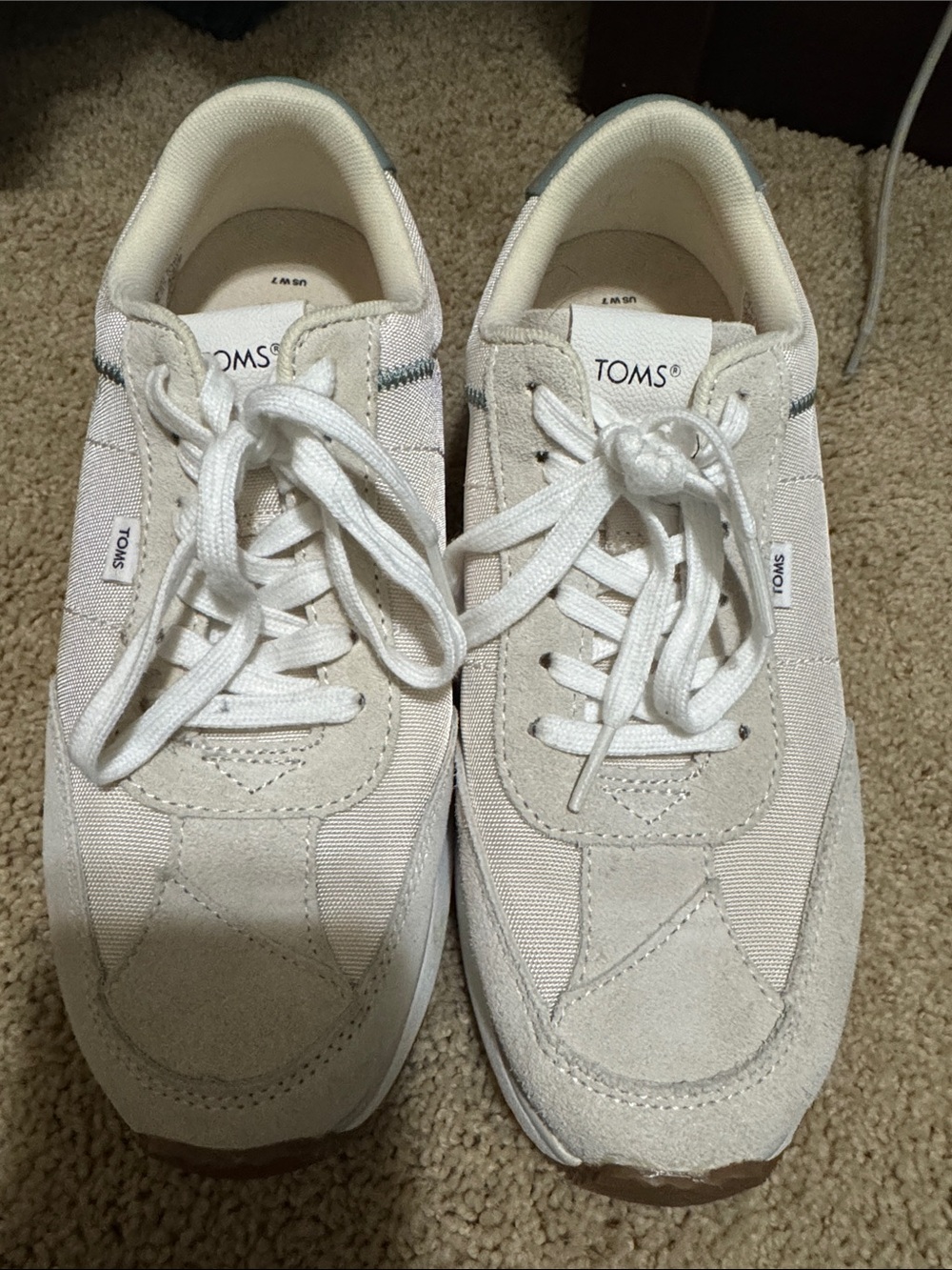 TOMS Womens Off-White Canvas & Suede Low-Top Sneakers
